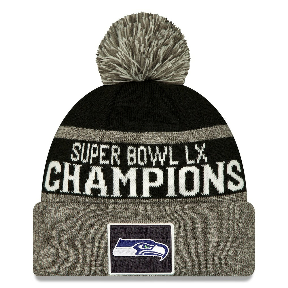 Seattle Seahawks New Era Super Bowl LX Champions Parade Cuffed Knit Hat with Pom Black | NFL