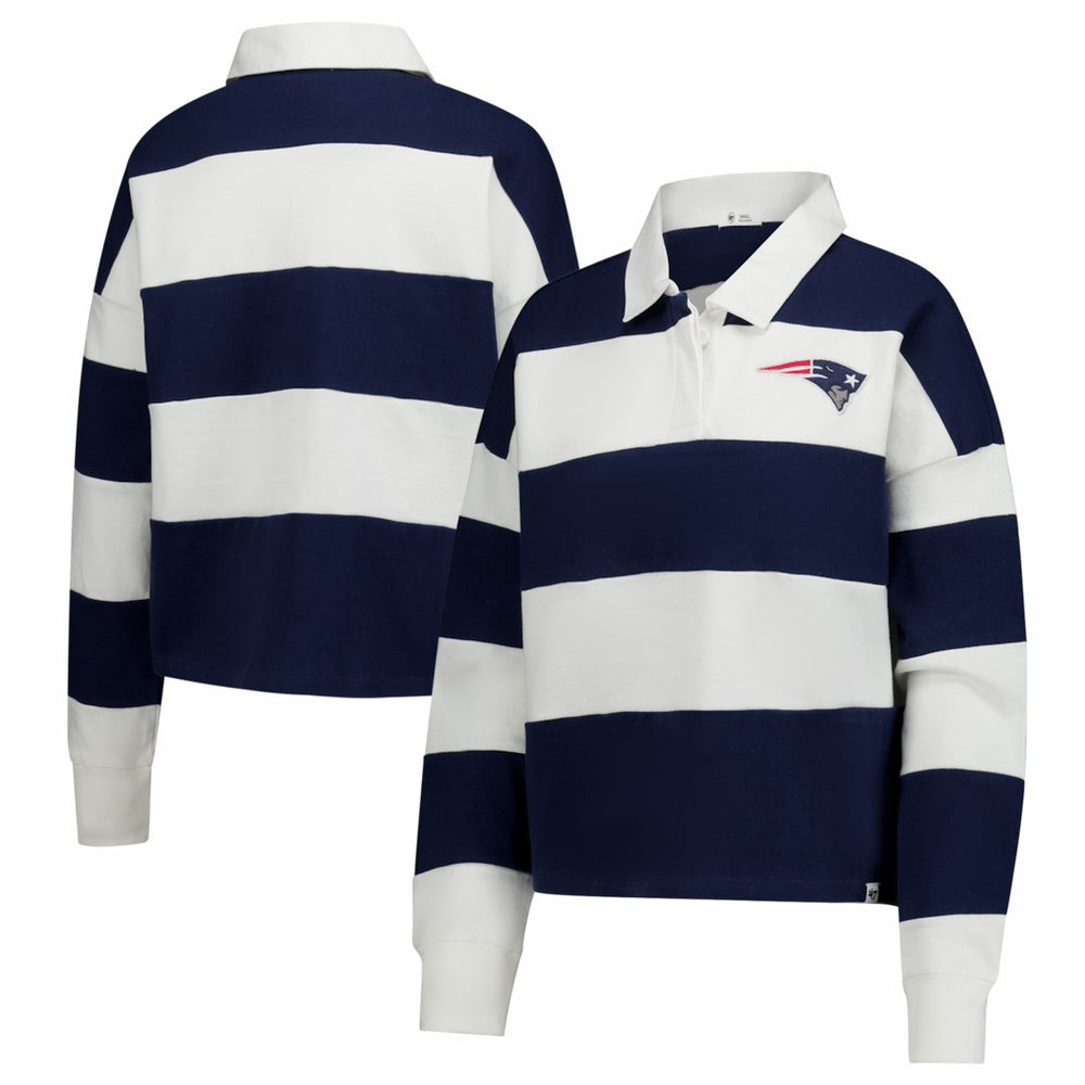 New England Patriots '47 Women's Clubhouse Hall Raven Rugby Long Sleeve T-Shirt Navy/White | 47 brand