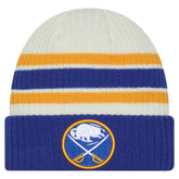 Buffalo Sabres New Era Vintage Cuffed Knit Hat - Cream/Royal - NHL