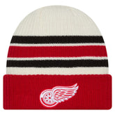 Detroit Red Wings New Era Vintage Cuffed Knit Hat - Cream/Red - NHL