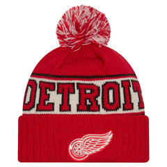 Detroit Red Wings New Era Retro Cuffed Knit Hat with Pom - Red - NHL
