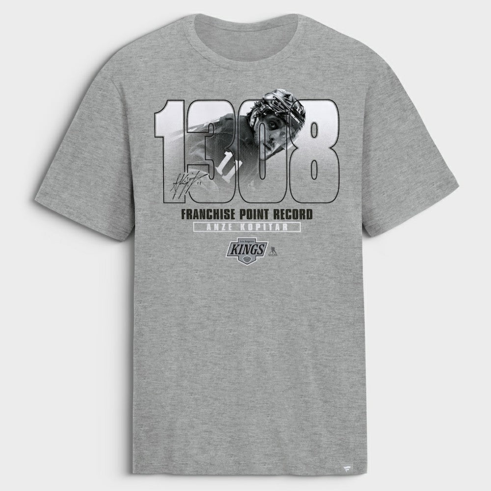 Anze Kopitar Los Angeles Kings Franchise Points Record T-Shirt - Gray - NHL