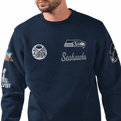 Seattle Seahawks Starter Two-Time Super Bowl Champions Classic Fleece Sweatshirt College Navy | NFL