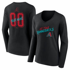 Arizona Diamondbacks Women's Hustle Personalized Name & Number Long Sleeve V-Neck T-Shirt - MLB