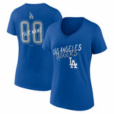 Los Angeles Dodgers Women's Hustle Personalized Name & Number V-Neck T-Shirt - MLB