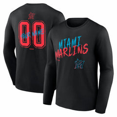 Miami Marlins Hustle Personalized Name & Number Long Sleeve T-Shirt - MLB