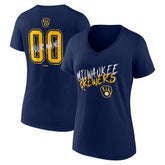 Milwaukee Brewers Women's Hustle Personalized Name & Number V-Neck T-Shirt - MLB