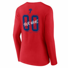 Philadelphia Phillies Women's Hustle Personalized Name & Number Long Sleeve V-Neck T-Shirt - MLB