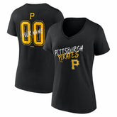 Pittsburgh Pirates Women's Hustle Personalized Name & Number V-Neck T-Shirt - MLB