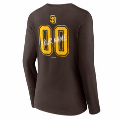 San Diego Padres Women's Hustle Personalized Name & Number Long Sleeve V-Neck T-Shirt - MLB