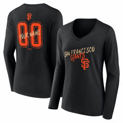 San Francisco Giants Women's Hustle Personalized Name & Number Long Sleeve V-Neck T-Shirt - MLB