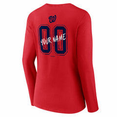 Washington Nationals Women's Hustle Personalized Name & Number Long Sleeve V-Neck T-Shirt - MLB