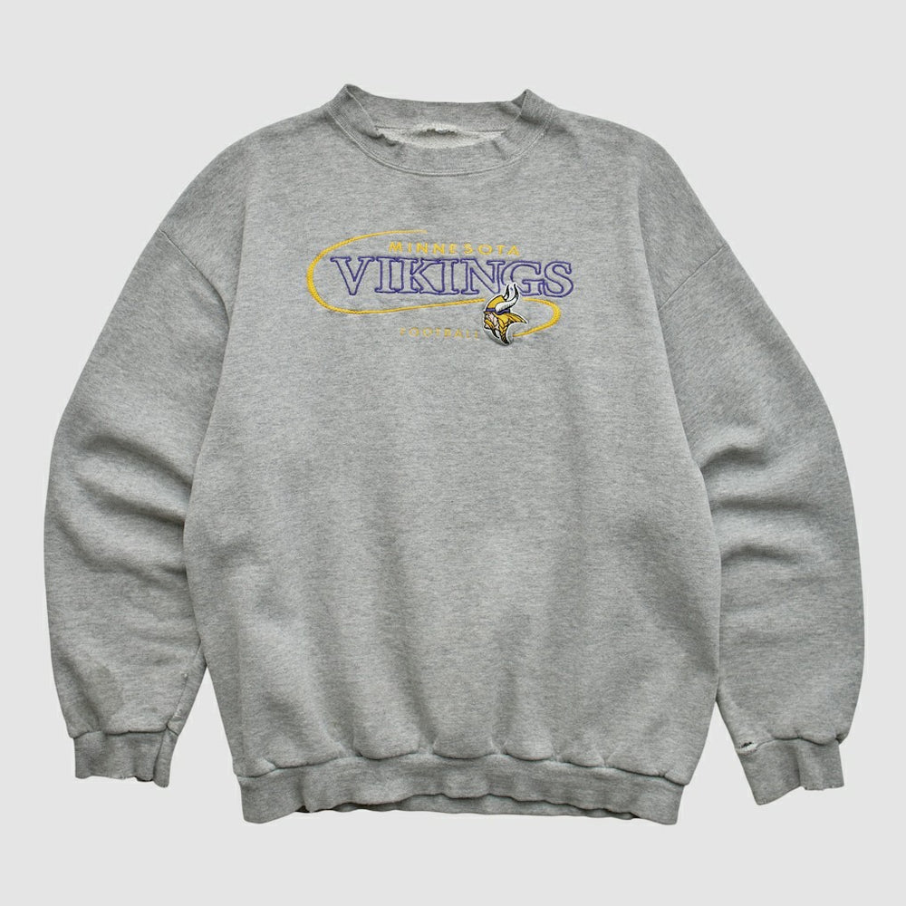Minnesota Vikings 90s Pullover Sweatshirt Heather Gray Vintage | Fanatics