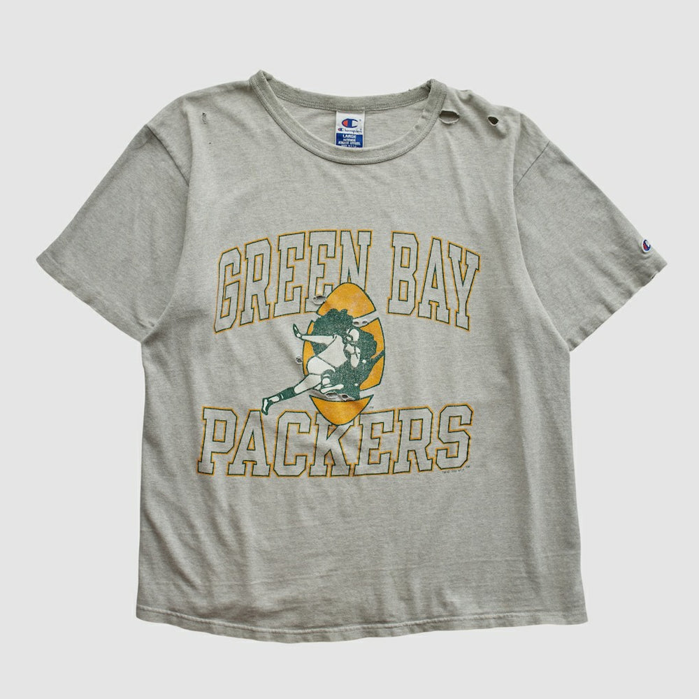 Green Bay Packers Champion 90s T-shirt Heather Gray Vintage | Fanatics