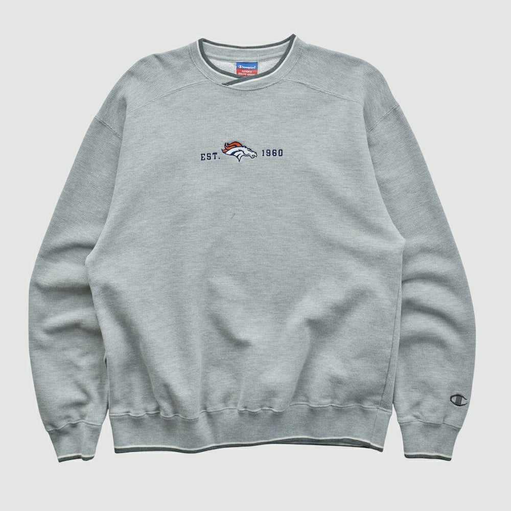 Denver Broncos Champion 2000s Pullover Sweatshirt Heather Gray Vintage | Fanatics