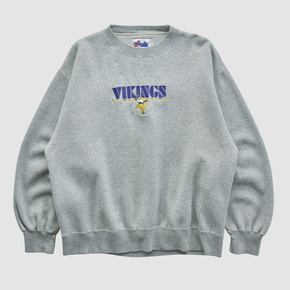 Minnesota Vikings Majestic 2000s Pullover Sweatshirt Heather Gray Vintage | Fanatics