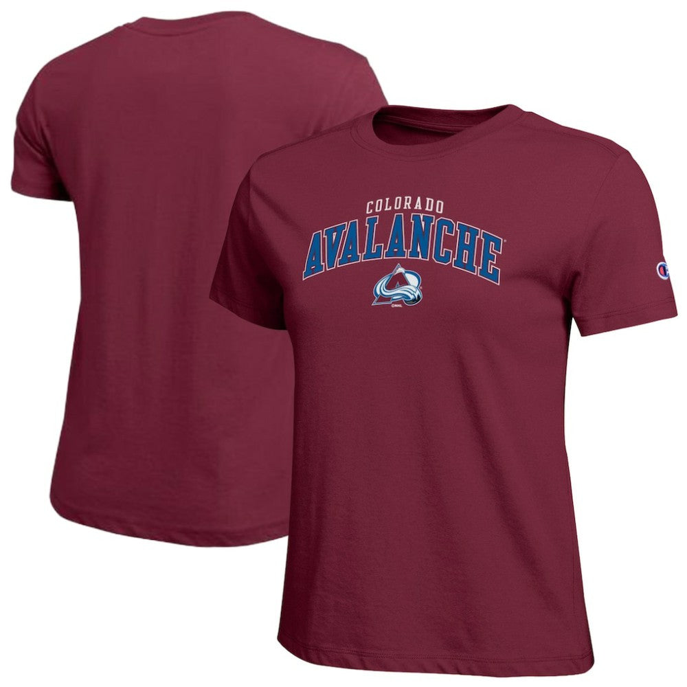 Colorado Avalanche Champion Women's Arch Mascot Logo T-Shirt - Burgundy - NHL