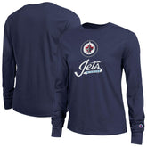 Winnipeg Jets Champion Women's Wordmark Lockup Long Sleeve T-Shirt - Navy - NHL