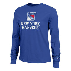New York Rangers Champion Women's Wordmark Lockup Long Sleeve T-Shirt - Royal - NHL