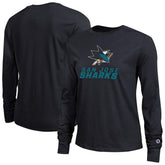 San Jose Sharks Champion Women's Wordmark Lockup Long Sleeve T-Shirt - Black - NHL