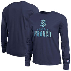 Seattle Kraken Champion Women's Wordmark Lockup Long Sleeve T-Shirt - Navy - NHL