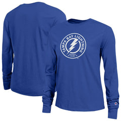 Tampa Bay Lightning Champion Women's Wordmark Lockup Long Sleeve T-Shirt - Royal - NHL