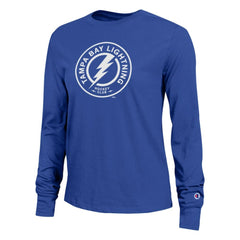 Tampa Bay Lightning Champion Women's Wordmark Lockup Long Sleeve T-Shirt - Royal - NHL