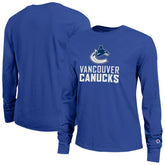 Vancouver Canucks Champion Women's Wordmark Lockup Long Sleeve T-Shirt - Royal - NHL