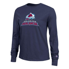 Colorado Avalanche Champion Women's Wordmark Lockup Long Sleeve T-Shirt - Navy - NHL