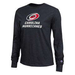 Carolina Hurricanes Champion Women's Wordmark Lockup Long Sleeve T-Shirt - Black - NHL