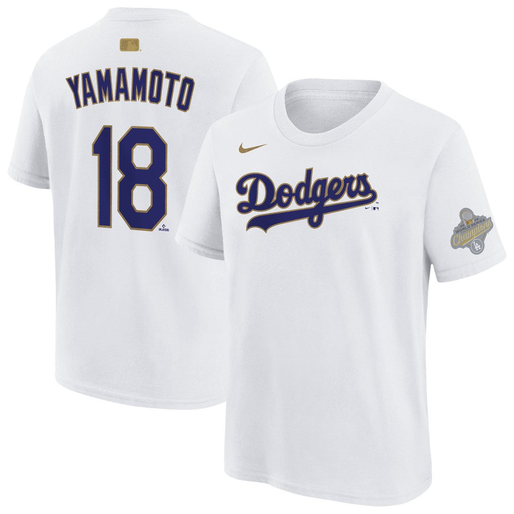 Yoshinobu Yamamoto Los Angeles Dodgers Nike Youth 2026 Gold Collection Name & Number T-Shirt - MLB