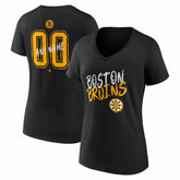 Boston Bruins Women's Hustle Personalized Name & Number V-Neck T-Shirt - Black - NHL