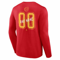 Calgary Flames Hustle Personalized Name & Number Long Sleeve T-Shirt - Red - NHL