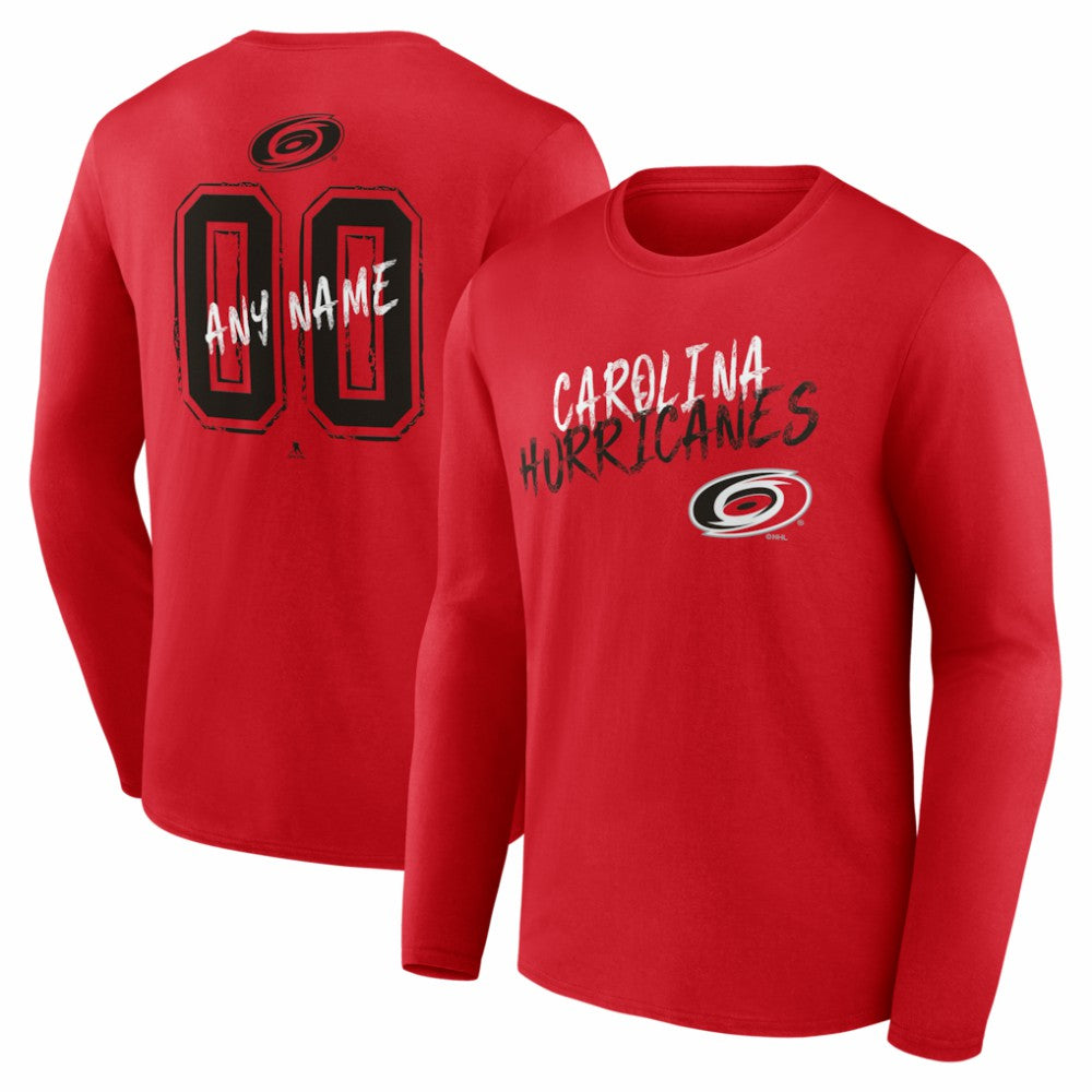 Carolina Hurricanes Hustle Personalized Name & Number Long Sleeve T-Shirt - Red - NHL