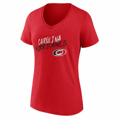 Carolina Hurricanes Women's Hustle Personalized Name & Number V-Neck T-Shirt - Red - NHL