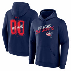Columbus Blue Jackets Hustle Personalized Name & Number Hoodie - Navy - NHL