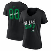 Dallas Stars Women's Hustle Personalized Name & Number V-Neck T-Shirt - Black - NHL