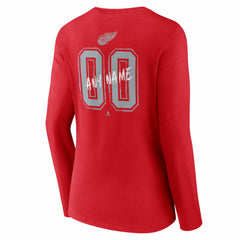 Detroit Red Wings Women's Hustle Personalized Name & Number Long Sleeve V-Neck T-Shirt - Red - NHL