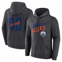 Edmonton Oilers Hustle Personalized Name & Number Hoodie - Charcoal - NHL