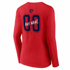 Florida Panthers Women's Hustle Personalized Name & Number Long Sleeve V-Neck T-Shirt - Red - NHL