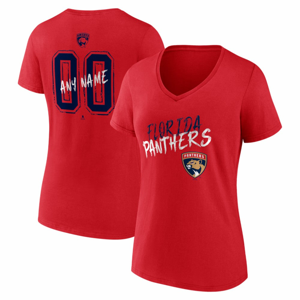 Florida Panthers Women's Hustle Personalized Name & Number V-Neck T-Shirt - Red - NHL