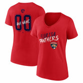 Florida Panthers Women's Hustle Personalized Name & Number V-Neck T-Shirt - Red - NHL