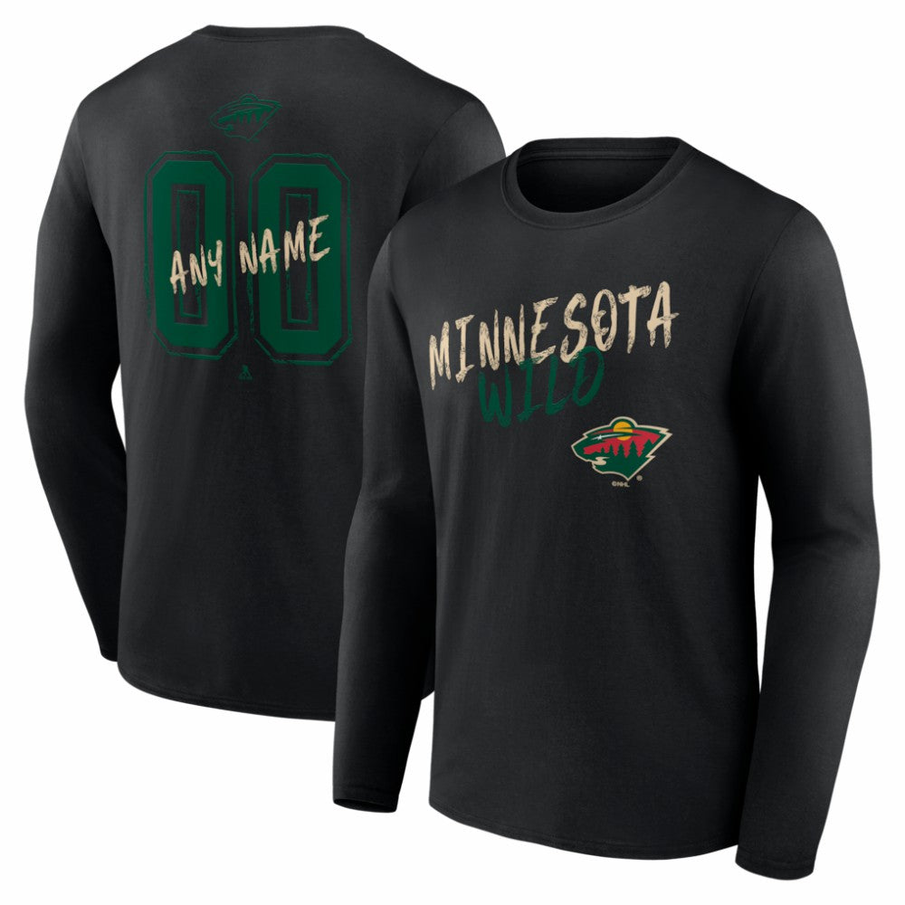 Minnesota Wild Hustle Personalized Name & Number Long Sleeve T-Shirt - Black - NHL