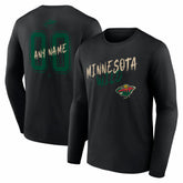 Minnesota Wild Hustle Personalized Name & Number Long Sleeve T-Shirt - Black - NHL