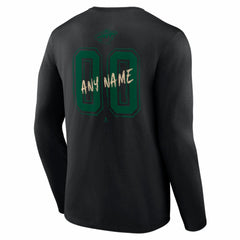 Minnesota Wild Hustle Personalized Name & Number Long Sleeve T-Shirt - Black - NHL