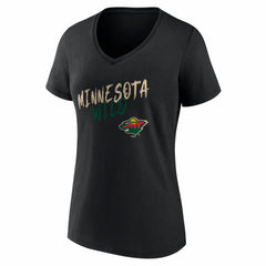 Minnesota Wild Women's Hustle Personalized Name & Number V-Neck T-Shirt - Black - NHL