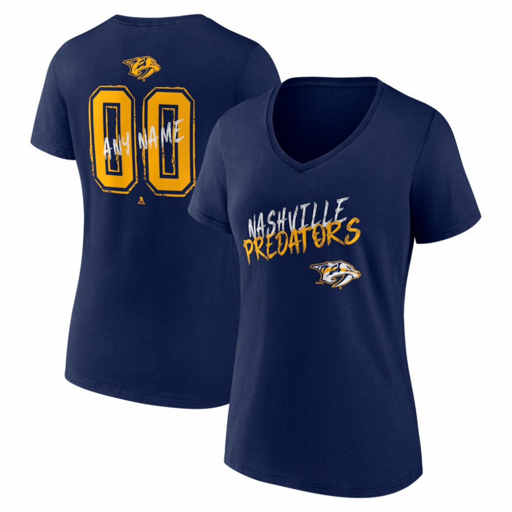 Nashville Predators Women's Hustle Personalized Name & Number V-Neck T-Shirt - Navy - NHL