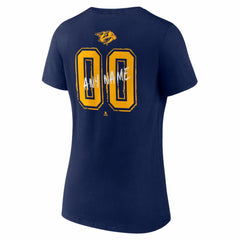 Nashville Predators Women's Hustle Personalized Name & Number V-Neck T-Shirt - Navy - NHL