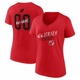 New Jersey Devils Women's Hustle Personalized Name & Number V-Neck T-Shirt - Red - NHL