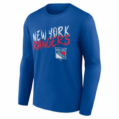 New York Rangers Hustle Personalized Name & Number Long Sleeve T-Shirt - Blue - NHL